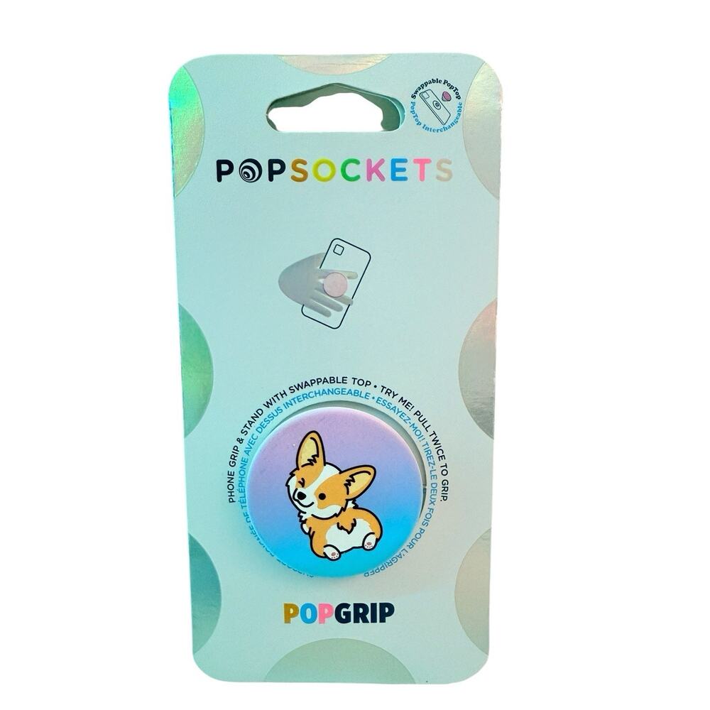 👉 PopSockets PopGrip Cheeky Corgi Phone Holder Stand Grip – New Swappable Top